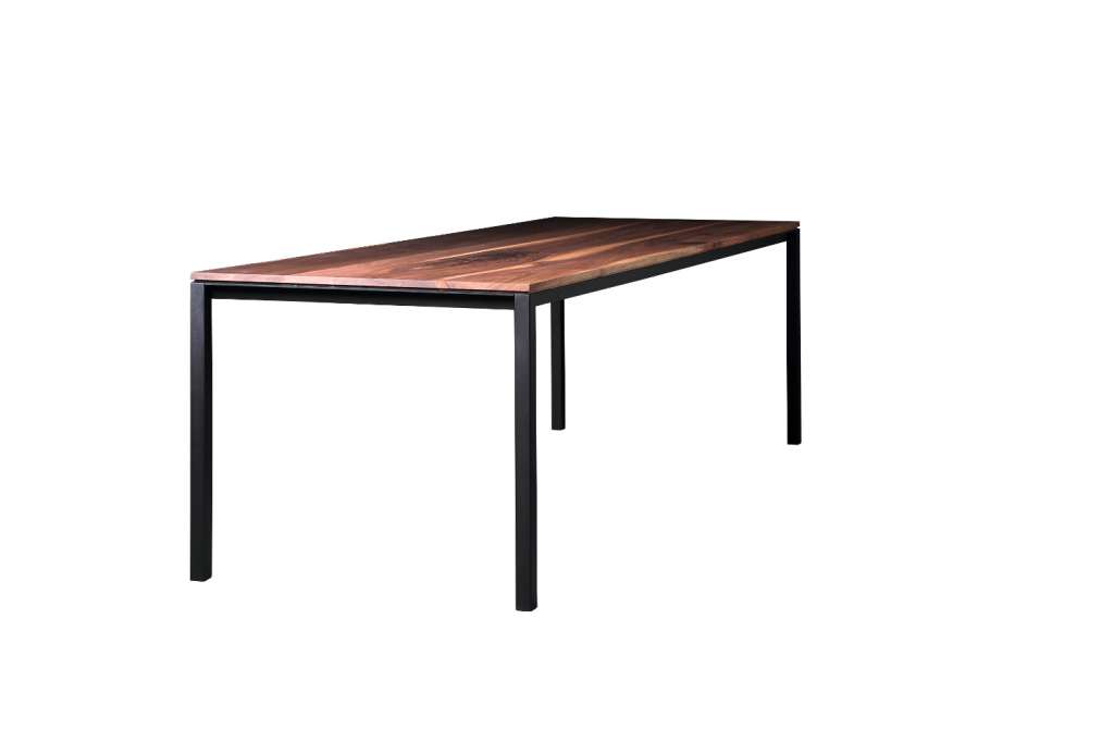 Janua - S 600 Tisch - europ. Nussbaum natur - Gestell Tiefschwarz - 279x100 - indoor