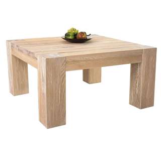 Couchtisch 90x90 in Eiche massiv weiß gekälkt