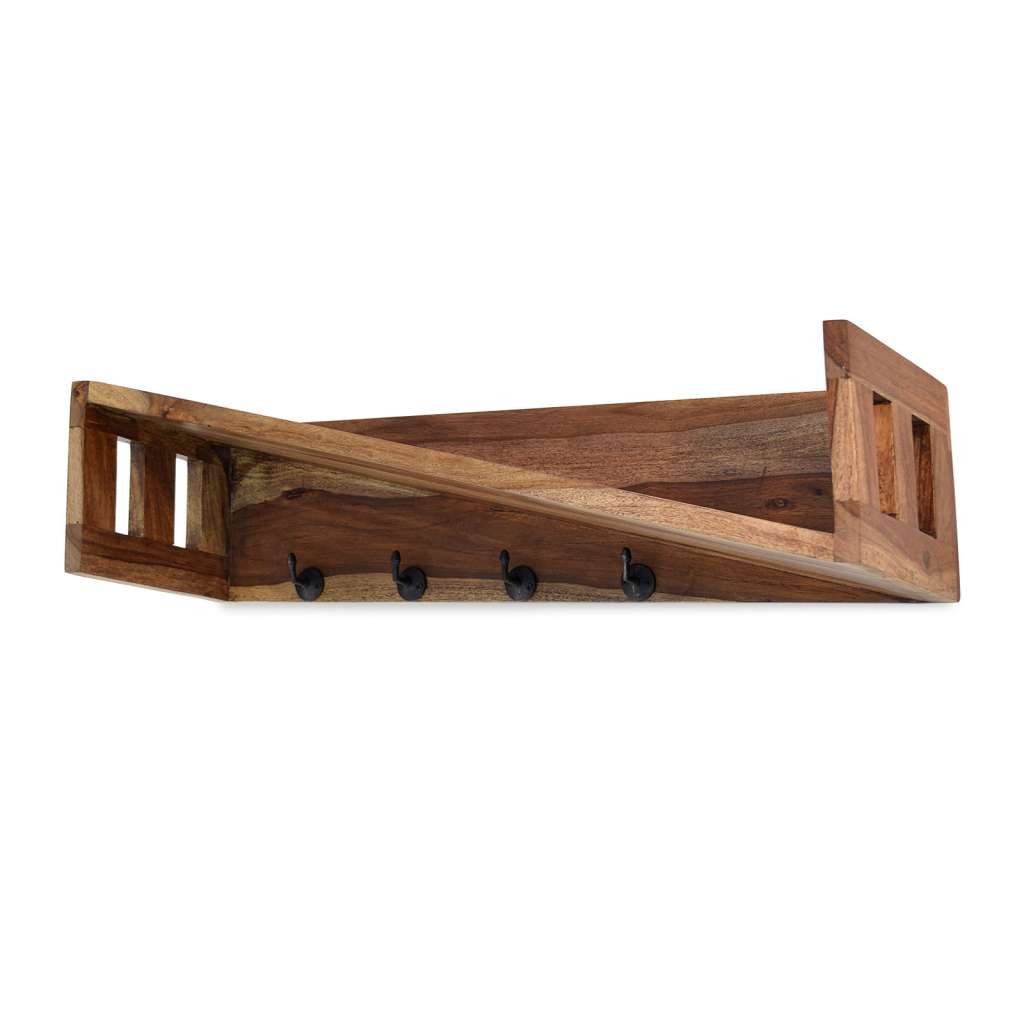 Wandgarderobe Sheesham Massivholz 87cm Breit
