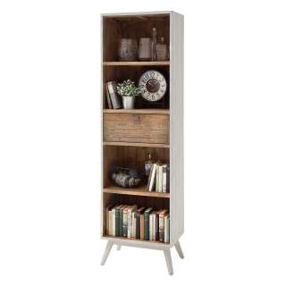 Regal Weiß Braun Massivholz B60 x H196 cm