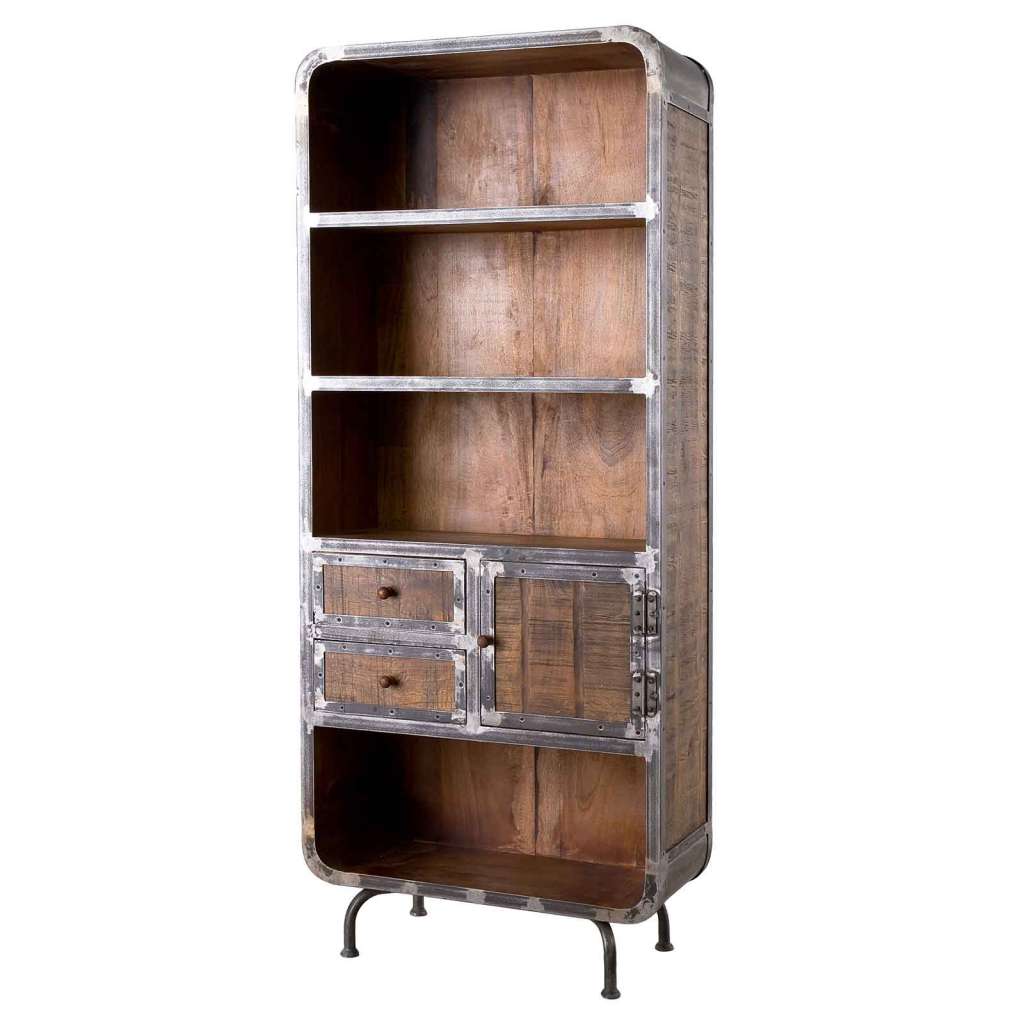 Bücherregal Saigon aus Mangoholz und Metall 80 x 190 cm