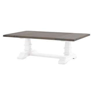 Couchtisch 125 x 70 cm Akazie teilmassiv Weiß Kolonial