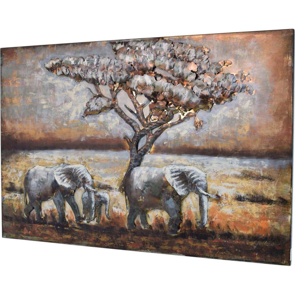 3D Metallbild Elefanten Wandbild 120 x 80 cm