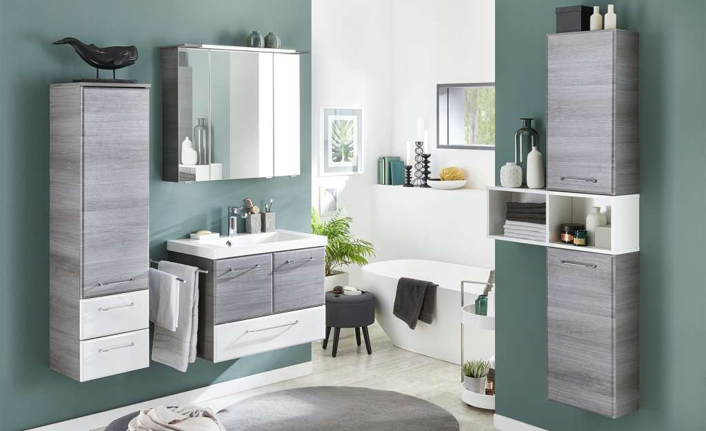 smart Bad-Wandschrank  Onda ¦ grau ¦ Maße (cm): B: 35 H: 70 T: 20 Schränke > Badschränke > Bad-Hochschränke - Höffner