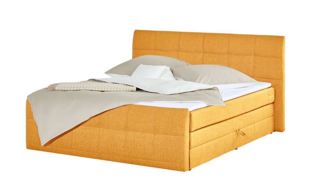 Boxspringbett 180x200 mit Bettkasten Earl ¦ gelb ¦ Maße (cm): B: 200 H: 110 T: 220 Betten > Boxspringbetten > Boxspringbetten 180x200 - Höffner