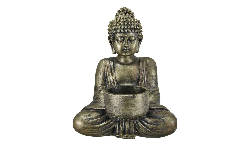 Teelichthalter  Buddha ¦ grau ¦ Polyresin (Kunstharz) ¦ Maße (cm): B: 13,3 H: 15,5 T: 11,2 Dekoration > Kerzen & Lichter > Kerzenständer - Höffner