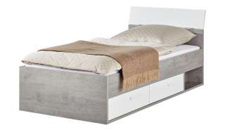 Bettgestell 90x200 - weiß - Beton (Optik) Milow ¦ grau ¦ Maße (cm): B: 96 H: 86,4 T: 206 Kindermöbel > Kinderbetten - Höffner