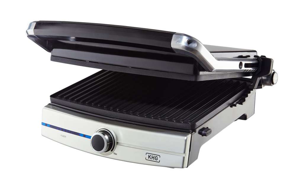 KHG Kontaktgrill  KGR-2000(E) ¦ silber ¦ Metall, Kunststoff ¦ Maße (cm): B: 34,9 H: 14,1 T: 32,8 Elektrokleingeräte > Backen, Kochen, Grillen - Höffner