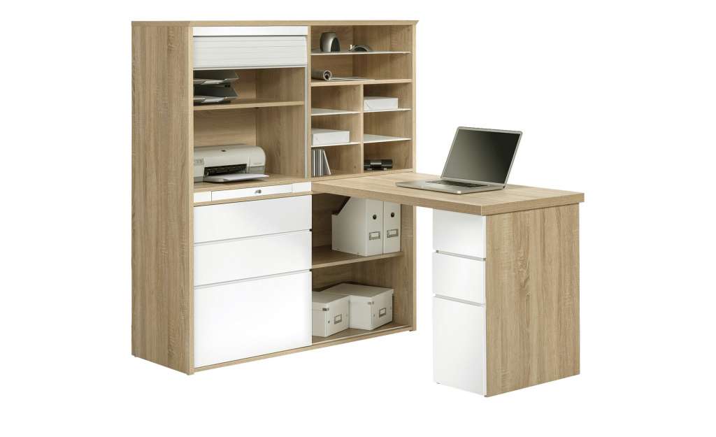 Komplett-Büro  Mosel ¦ weiß ¦ Maße (cm): B: 126,6 H: 150 T: 187 Komplett-Büro - Höffner