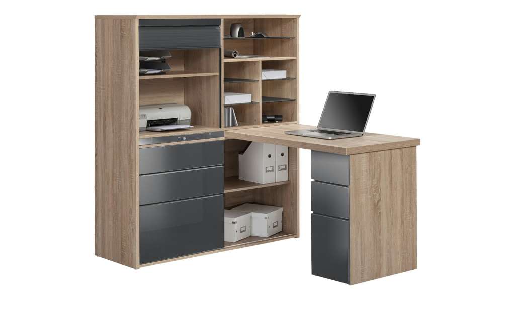Komplett-Büro  Mosel ¦ grau ¦ Maße (cm): B: 126,6 H: 150 T: 187 Komplett-Büro - Höffner