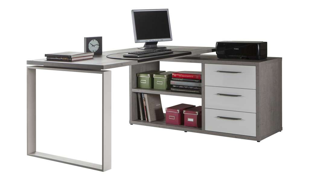 Eckschreibtisch   Donau ¦ grau ¦ Maße (cm): B: 170 H: 75 T: 140 Tische > Schreibtische - Höffner