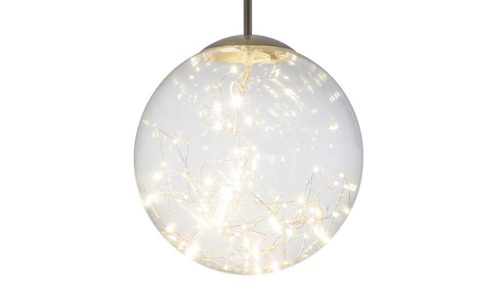 LED-Glaspendelleuchte mit Lichterkette ¦ silber ¦ Maße (cm): H: 150 Ø: [30.0] Lampen & Leuchten > LED-Leuchten > LED-Pendelleuchten - Höffner