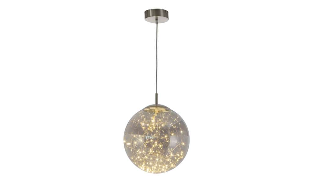 LED-Glaspendelleuchte mit Lichterkette ¦ silber ¦ Maße (cm): H: 150 Ø: [30.0] Lampen & Leuchten > LED-Leuchten > LED-Pendelleuchten - Höffner