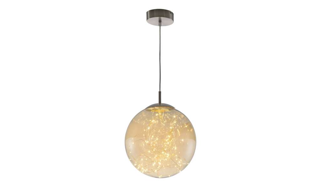LED-Glaspendelleuchte mit Lichterkette ¦ silber ¦ Maße (cm): H: 150 Ø: [30.0] Lampen & Leuchten > LED-Leuchten > LED-Pendelleuchten - Höffner