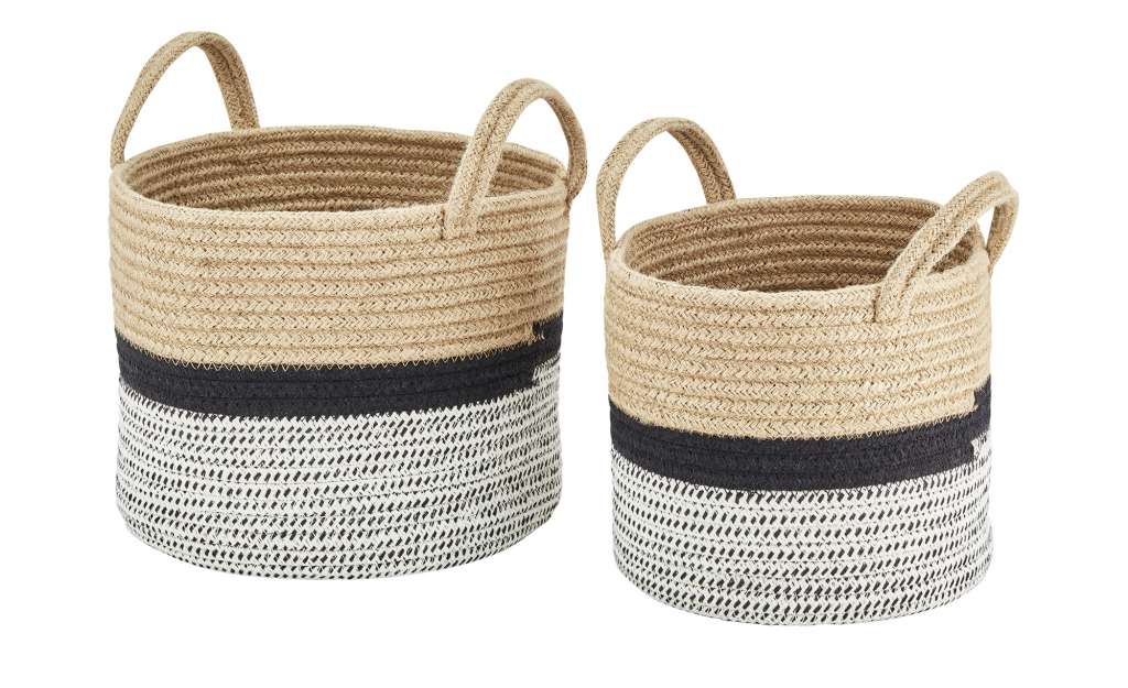 Aufbewahrungskörbe, 2er-Set ¦ mehrfarbig ¦ Polyester, Baumwolle, Naturprodukte ¦ Maße (cm): H: 21 Ø: [26.0] Aufbewahrung > Körbe - Höffner