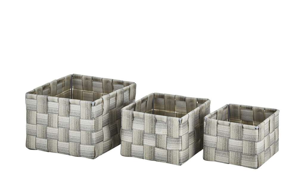 Aufbewahrungskörbe, 3er-Set ¦ grau ¦ Kunststoff, Metall ¦ Maße (cm): B: 16 H: 11 T: 16 Aufbewahrung > Körbe - Höffner