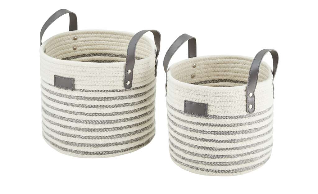 Aufbewahrungskörbe, 2er-Set ¦ grau ¦ PVC, Papier, Polyester, Baumwolle ¦ Maße (cm): H: 21 Ø: [26.0] Aufbewahrung > Körbe - Höffner