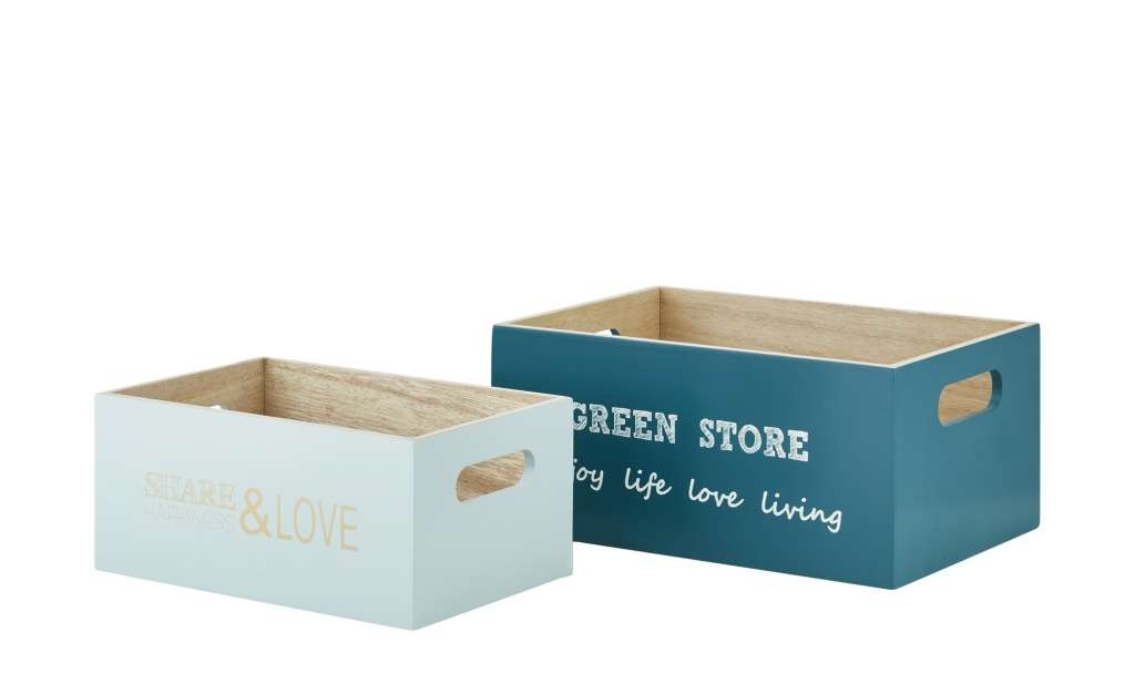 Aufbewahrungsbox, 2er-Set ¦ türkis/petrol ¦ MDF ¦ Maße (cm): B: 16 H: 11 Regale > Regal-Aufbewahrungsboxen - Höffner