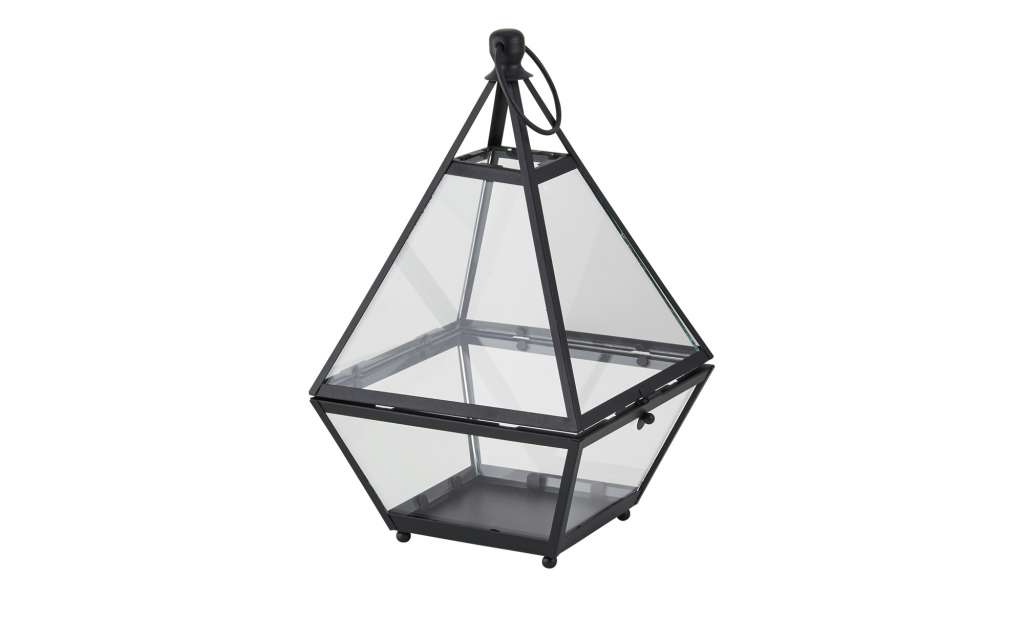Laterne ¦ schwarz ¦ Glas , Metall ¦ Maße (cm): B: 16,8 H: 16,2 T: 32,5 Dekoration > Laternen & Windlichter - Höffner