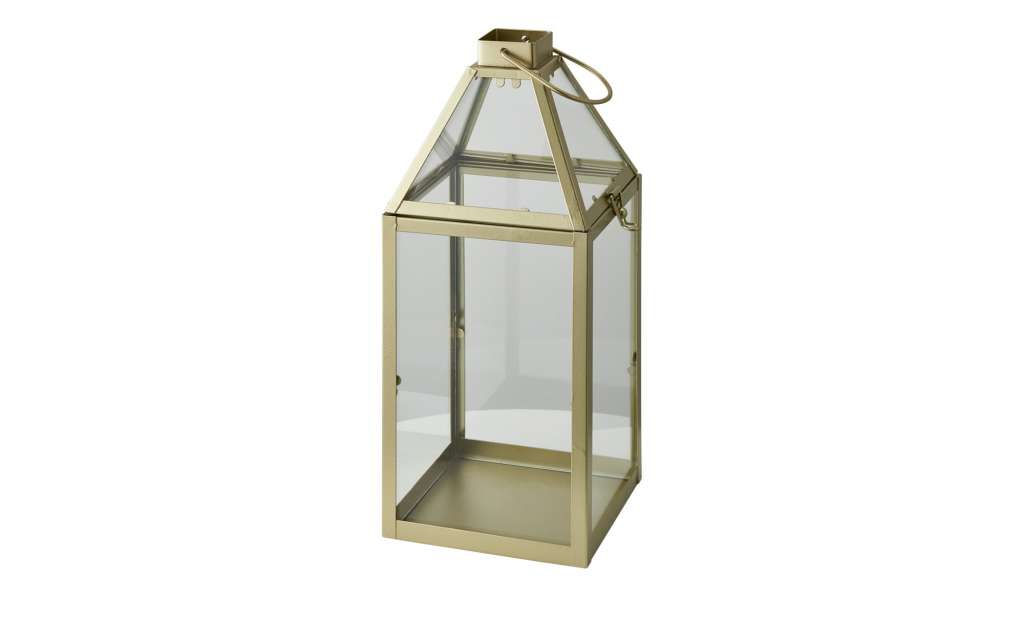 Laterne ¦ gold ¦ Metall, Glas  ¦ Maße (cm): B: 12,5 H: 26,5 T: 11 Dekoration > Laternen & Windlichter - Höffner