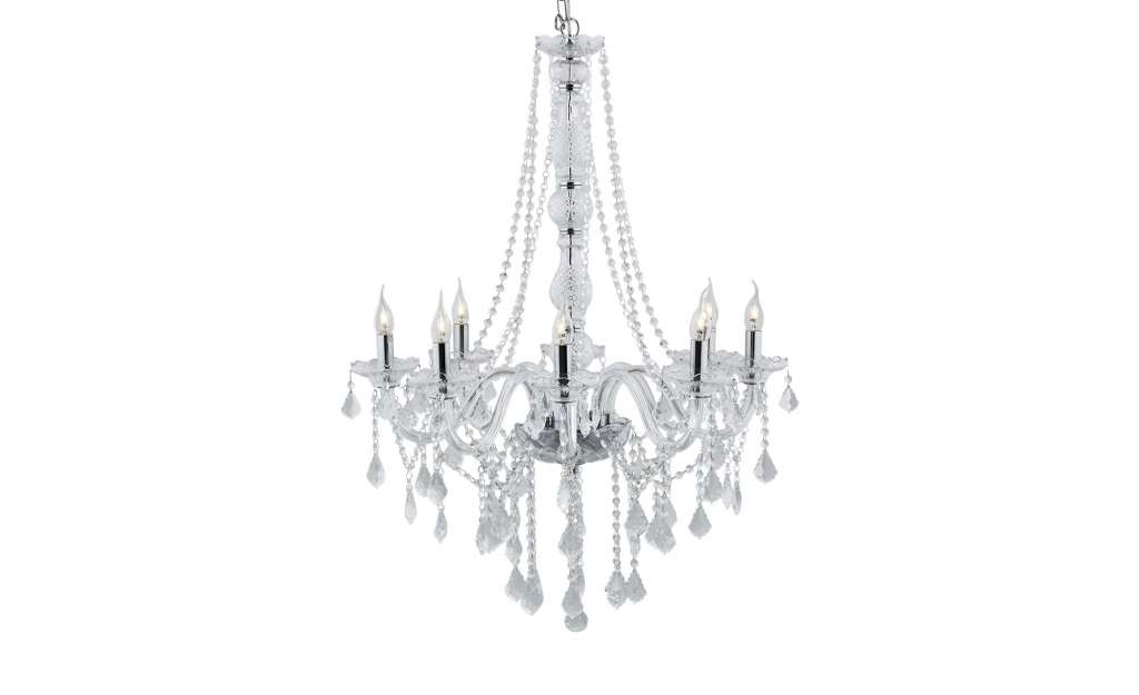 KHG Kronleuchter, 8-flammig ¦ transparent/klar ¦ Glas  ¦ Maße (cm): H: 200 Ø: [72.0] Lampen & Leuchten > Innenleuchten > Kronleuchter - Höffner