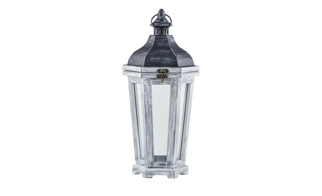 Laterne ¦ grau ¦ Metall, Holz, Glas  ¦ Maße (cm): B: 18,5 H: 40 T: 16 Dekoration > Laternen & Windlichter - Höffner