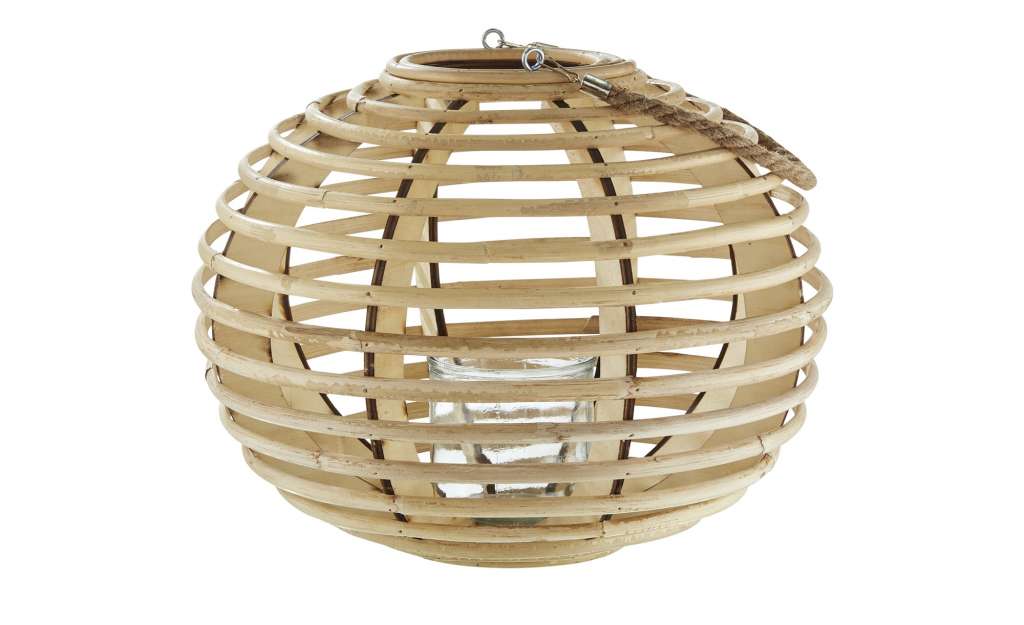 Laterne ¦ holzfarben ¦ Rattan, Kunststoff, Polypropylen, Holz, Glas  ¦ Maße (cm): H: 32 Ø: [36.0] Dekoration > Laternen & Windlichter - Höffner