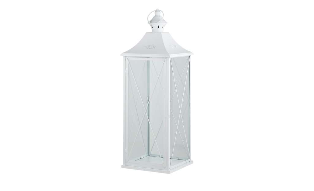 Laterne ¦ weiß ¦ Metall, Glas  ¦ Maße (cm): B: 32 H: 91 T: 32 Dekoration > Laternen & Windlichter - Höffner