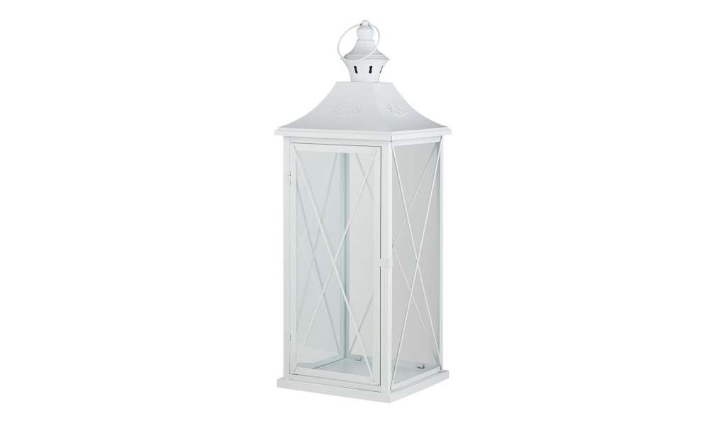 Laterne ¦ weiß ¦ Metall, Glas  ¦ Maße (cm): B: 25 H: 70 T: 25 Dekoration > Laternen & Windlichter - Höffner