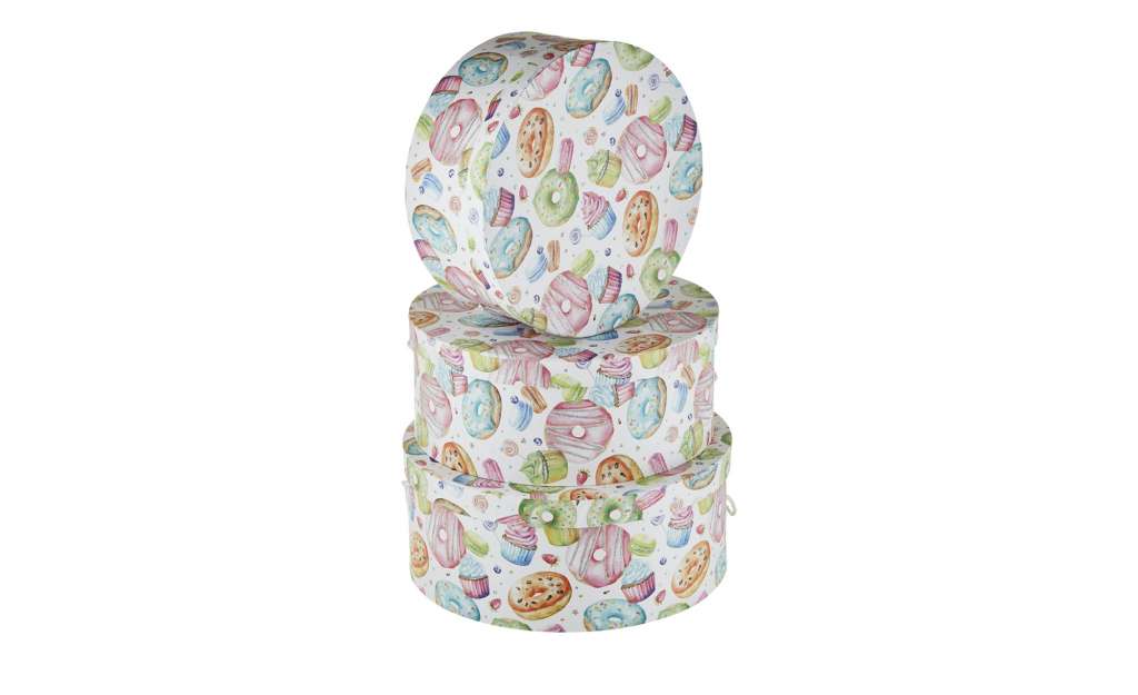 Aufbewahrungsboxen, 3er Set   Donut ¦ mehrfarbig ¦ Kunststoff, Polyester, Papier ¦ Maße (cm): H: 15 Ø: [36.0] Regale > Regal-Aufbewahrungsboxen - Höffner