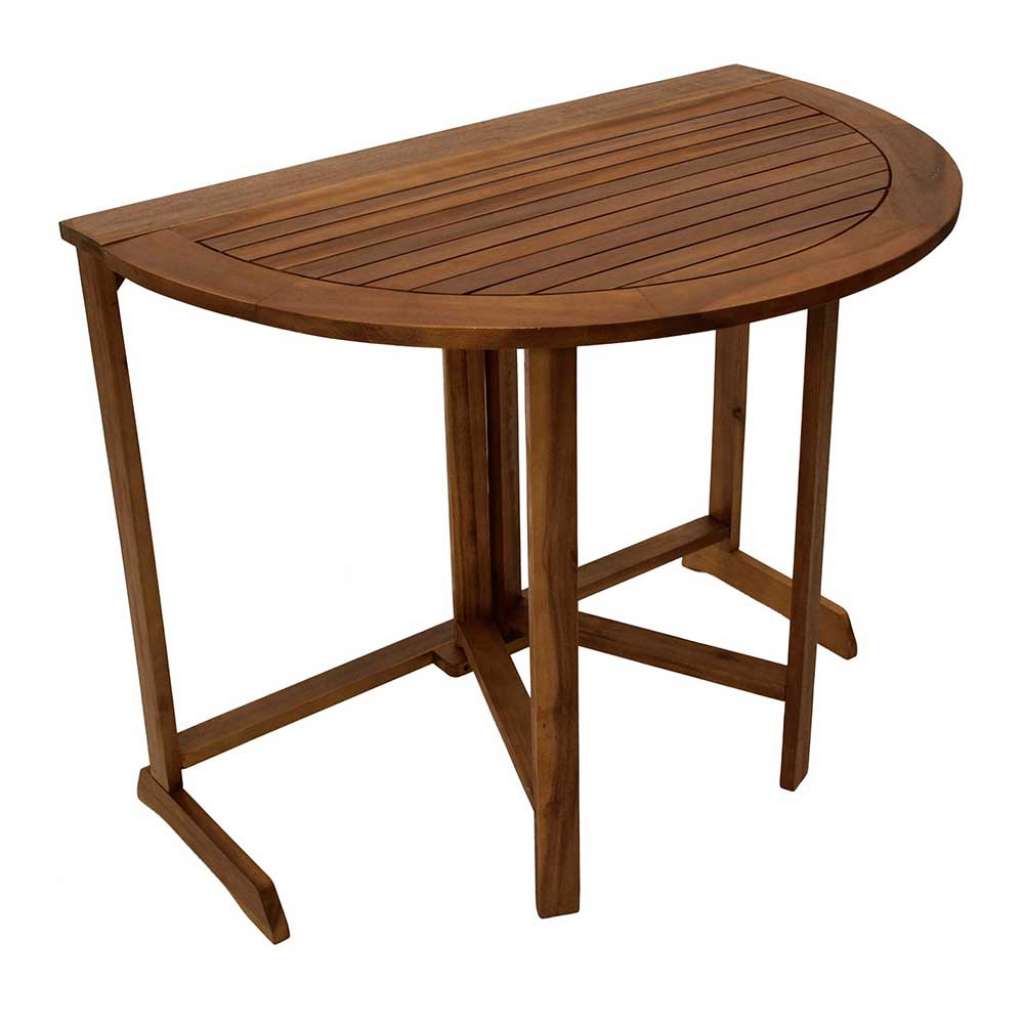 Balkon Klapptisch aus Akazie Massivholz halbrund