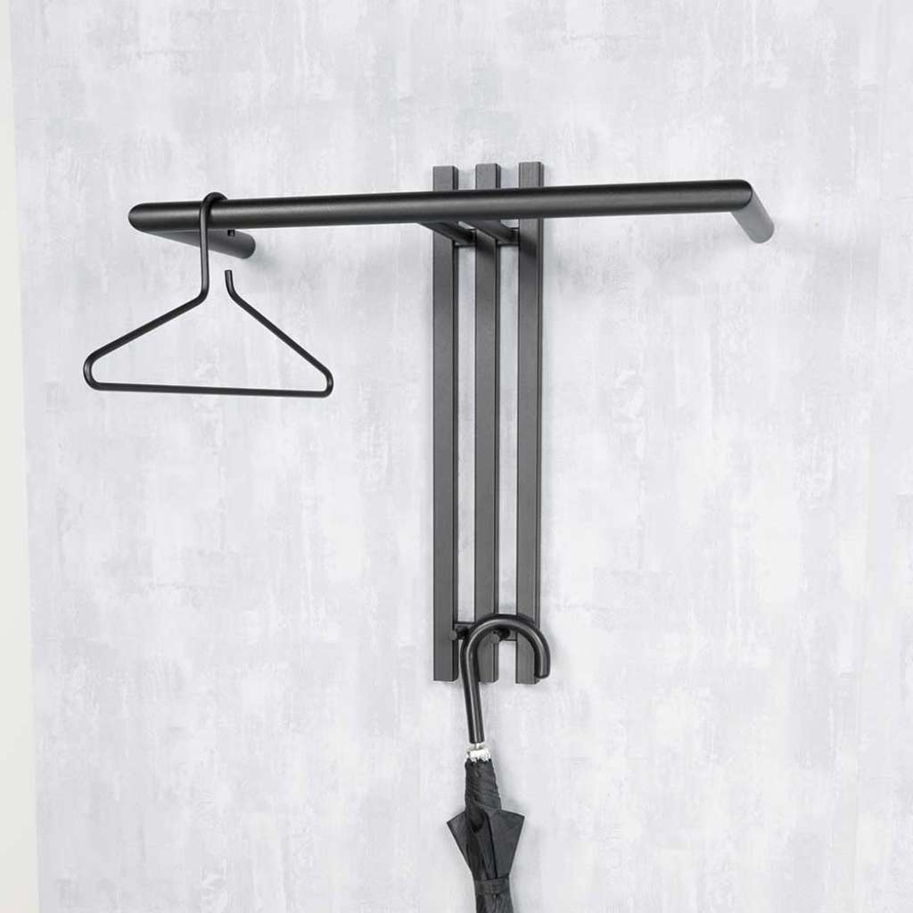 Wandgarderobe in Schwarz Stahl