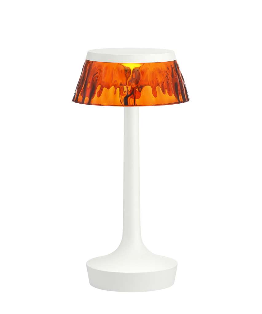Flos - Bon Jour Unplugged Tischleuchte - weiß - Krone bernstein - indoor
