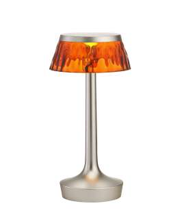Flos - Bon Jour Unplugged Tischleuchte - chrom matt - Krone bernstein - indoor