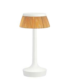 Flos - Bon Jour Unplugged Tischleuchte - weiß - Krone Rattan - indoor