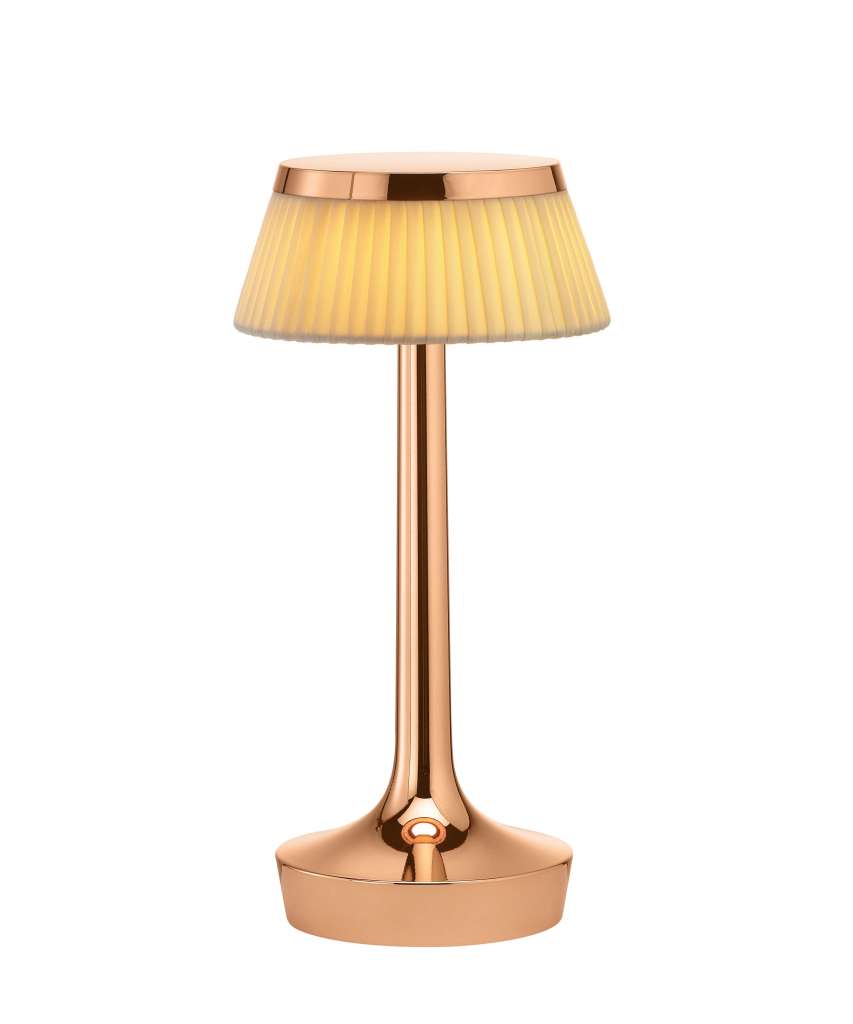 Flos - Bon Jour Unplugged Tischleuchte - kupfer - Krone Gewebe - indoor