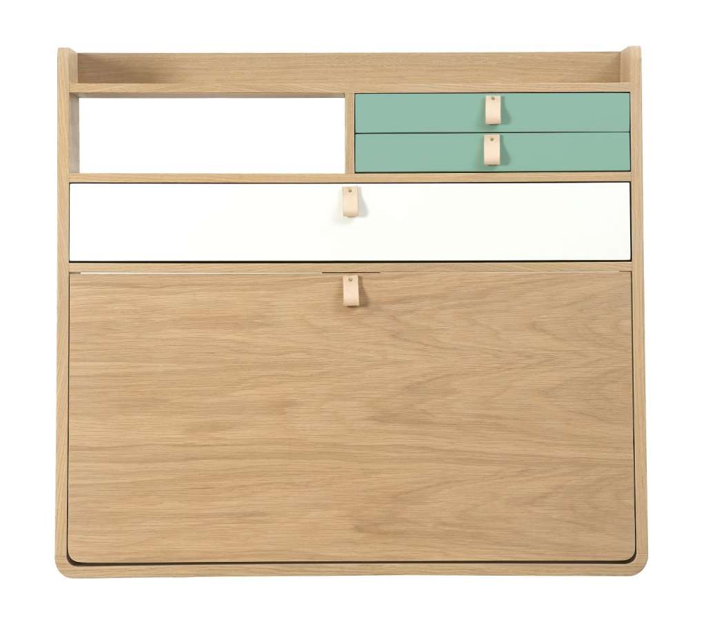 Harto - Gaston Wandsekretär - 80 cm - Eiche - grün/weiß - indoor