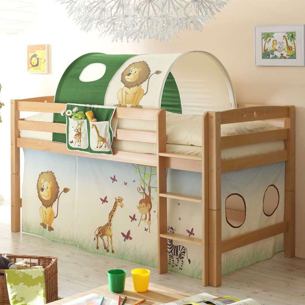 Kinderzimmer Bett im Zootier Design halbhoch