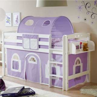 Halbhohes Bett für Kinderzimmer Weiß Lila