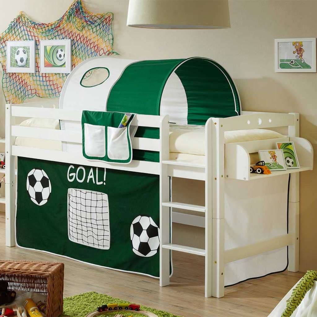 Halbhohes Bett für Kinderzimmer Fußball Design