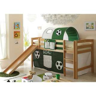 Fussballbett mit Rutsche und Tunnel Buche Massivholz