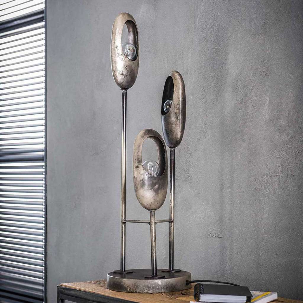 Design Tischlampe in Altsilberfarben Loft Style