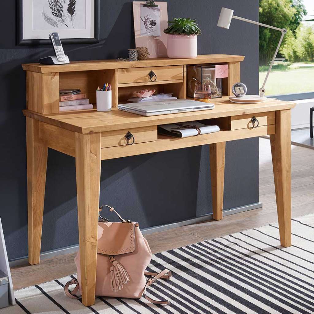 Landhausstil Schreibtisch in Eichefarben Kiefer Massivholz