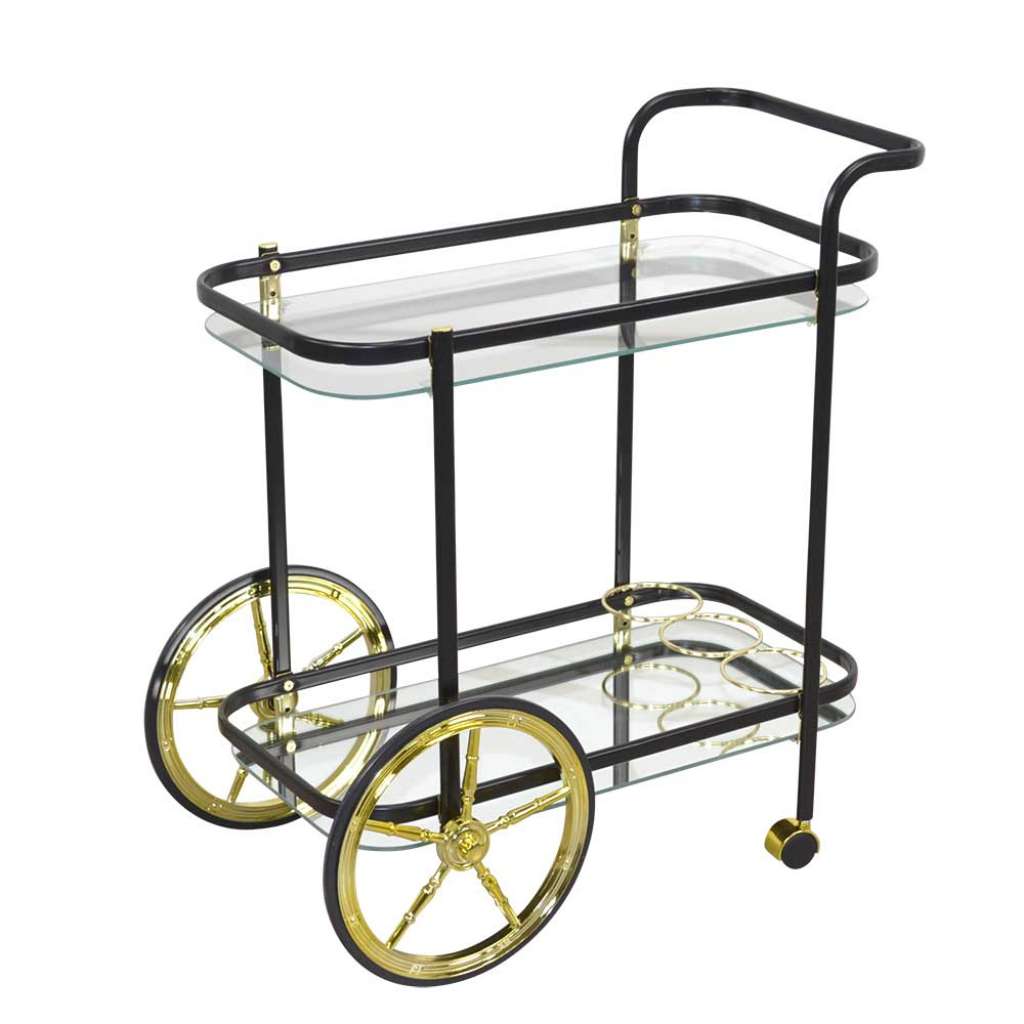 Küchenwagen in Schwarz Sicherheitsglas und Stahl