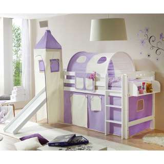 Mädchen Spielbett in Lila Weiß halbhoch