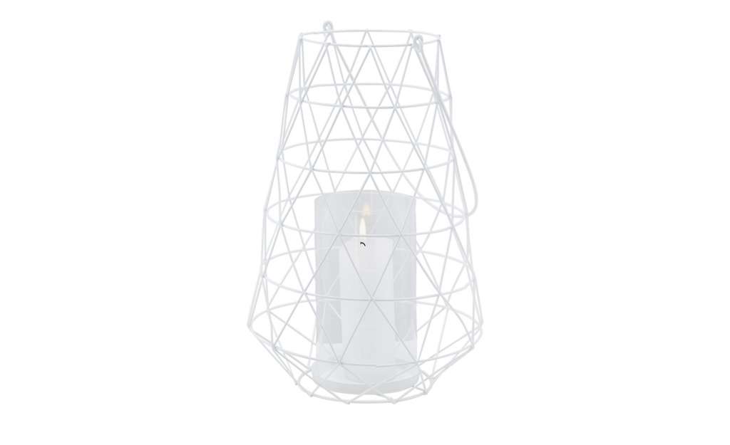 Windlicht mit Glaseinsatz ¦ weiß ¦ Metall, Glas  ¦ Maße (cm): B: 22 H: 33,5 T: 22 Dekoration > Laternen & Windlichter - Höffner