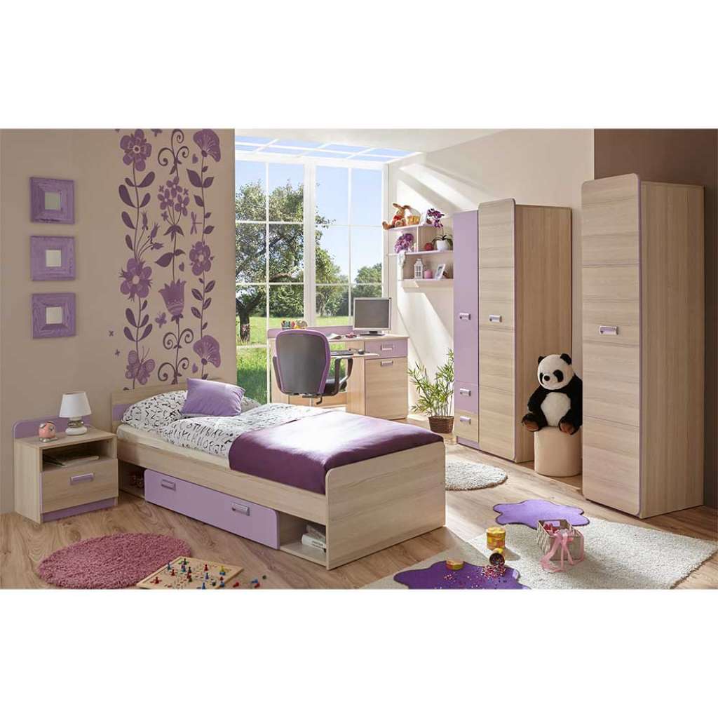 Jugendschlafzimmer in Lila und Eschefarben komplett (6-teilig)