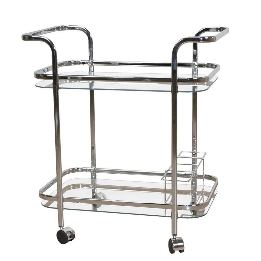 Küchenwagen aus Glas und verchromtem Stahl 75 cm hoch