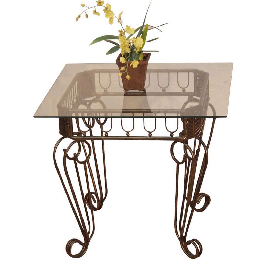 Sofa Beistelltisch im Vintage Design Klarglasplatte