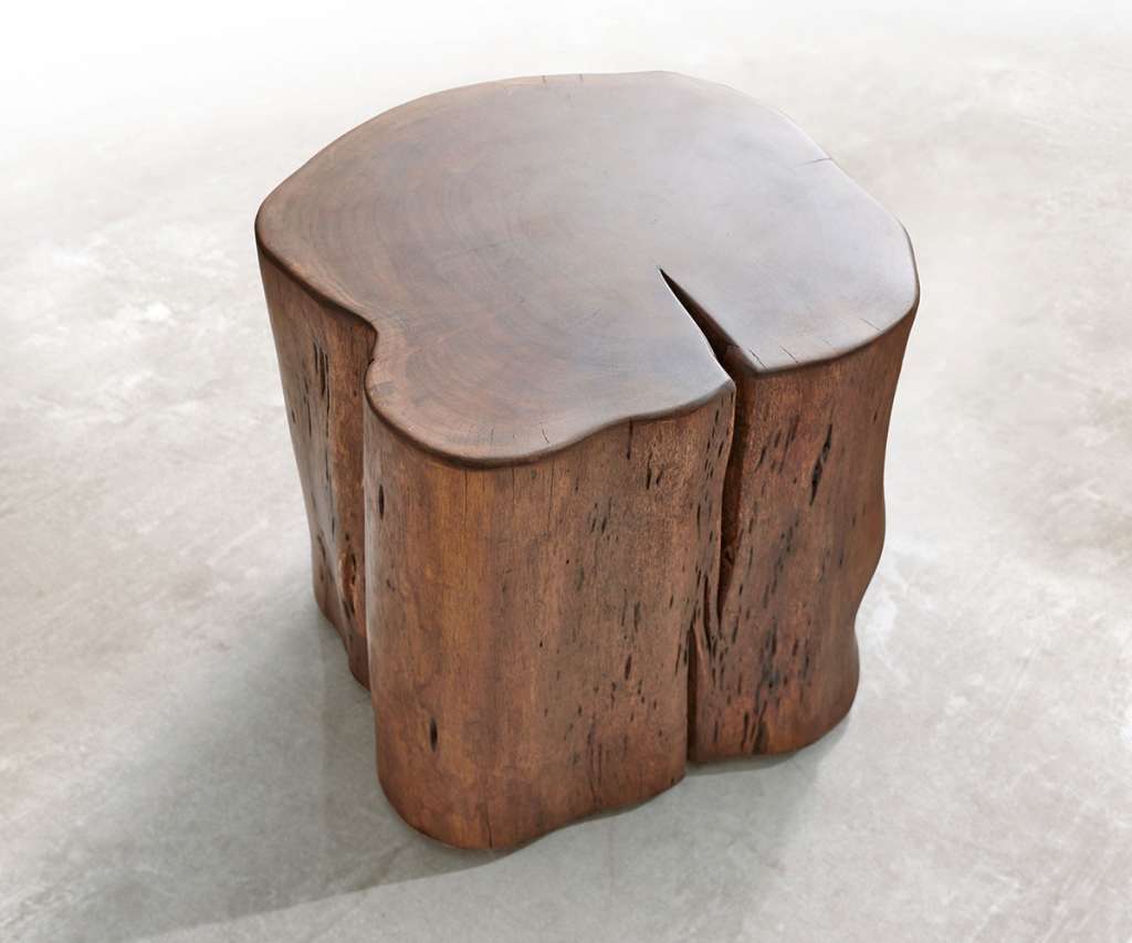 DELIFE Beistelltisch Live-Edge 42x44 cm Akazie Braun mit Rollen, Beistelltische, Baumkantenmöbel, Massivholzmöbel, Massivholz, Baumkante, Wolf Live Edge